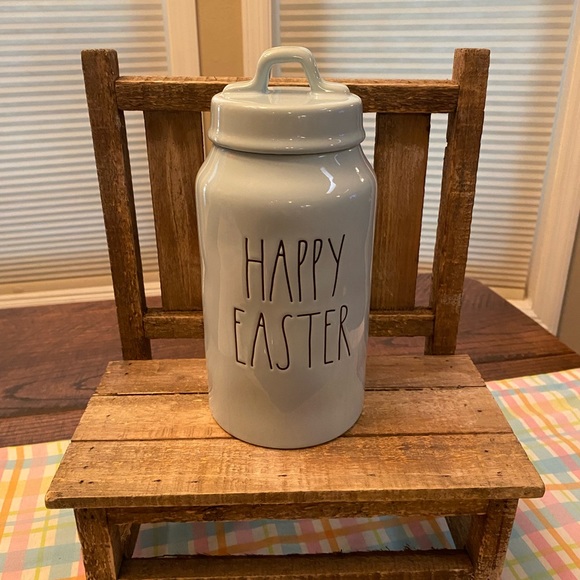 Rae Dunn Tall Blue Ceramic Happy Easter Canister Removable Lid, Easter Decor - Picture 15 of 16